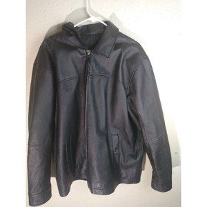 Covington Men’s Genuine Leather Jacket Zipper Front Black Size Large